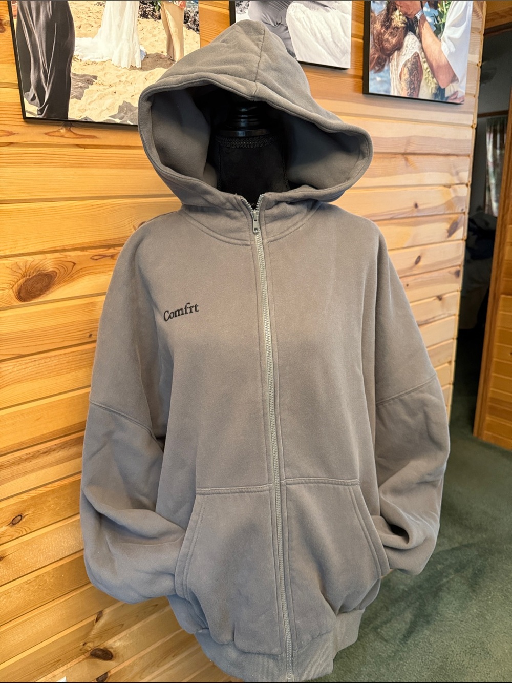 Comfrt Men Slate Gray matching Relaxed Fit Full-Zip Hooded Sweatshirt and Jogger